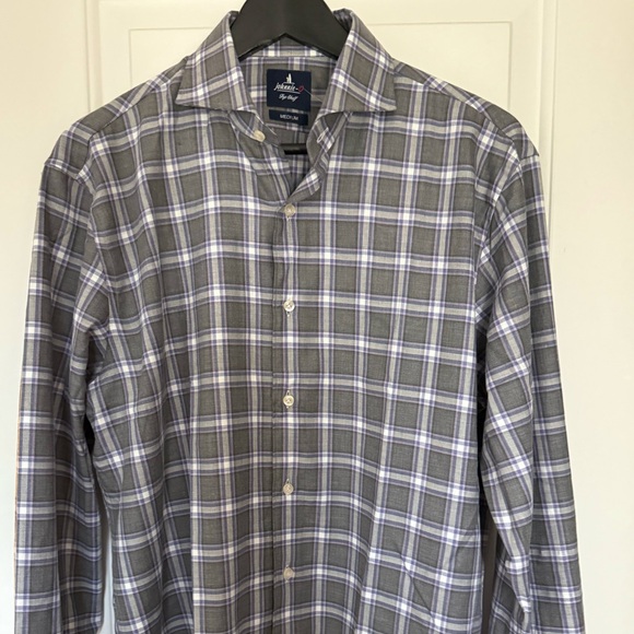 johnnie-O Top Shelf Plaid Shirt in Charcoal Gray and Lavender - Picture 1 of 7